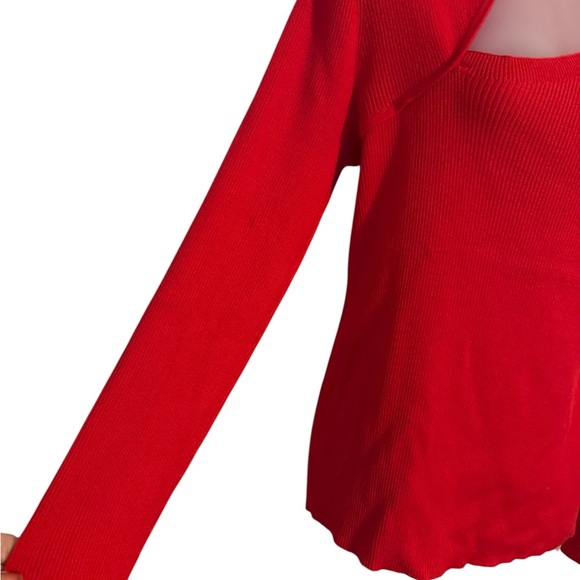 NWT Cyrus RED Asymmetrical Cutout Top LARGE #1 - Picture 3 of 7